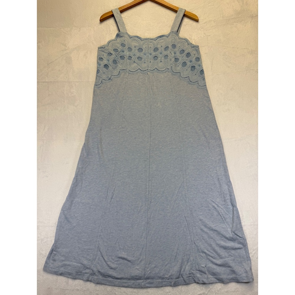 Soft Surroundings Blue Cotton Eyelet Lace‎ Scalloped A-Line Tank Dress XS 2DC36